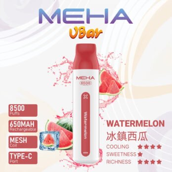 【MEHA VBar】魅嗨小白條 8500口拋棄式電子煙 650mAh可充電 3%丁鹽 冰爽水果系列 現貨秒發